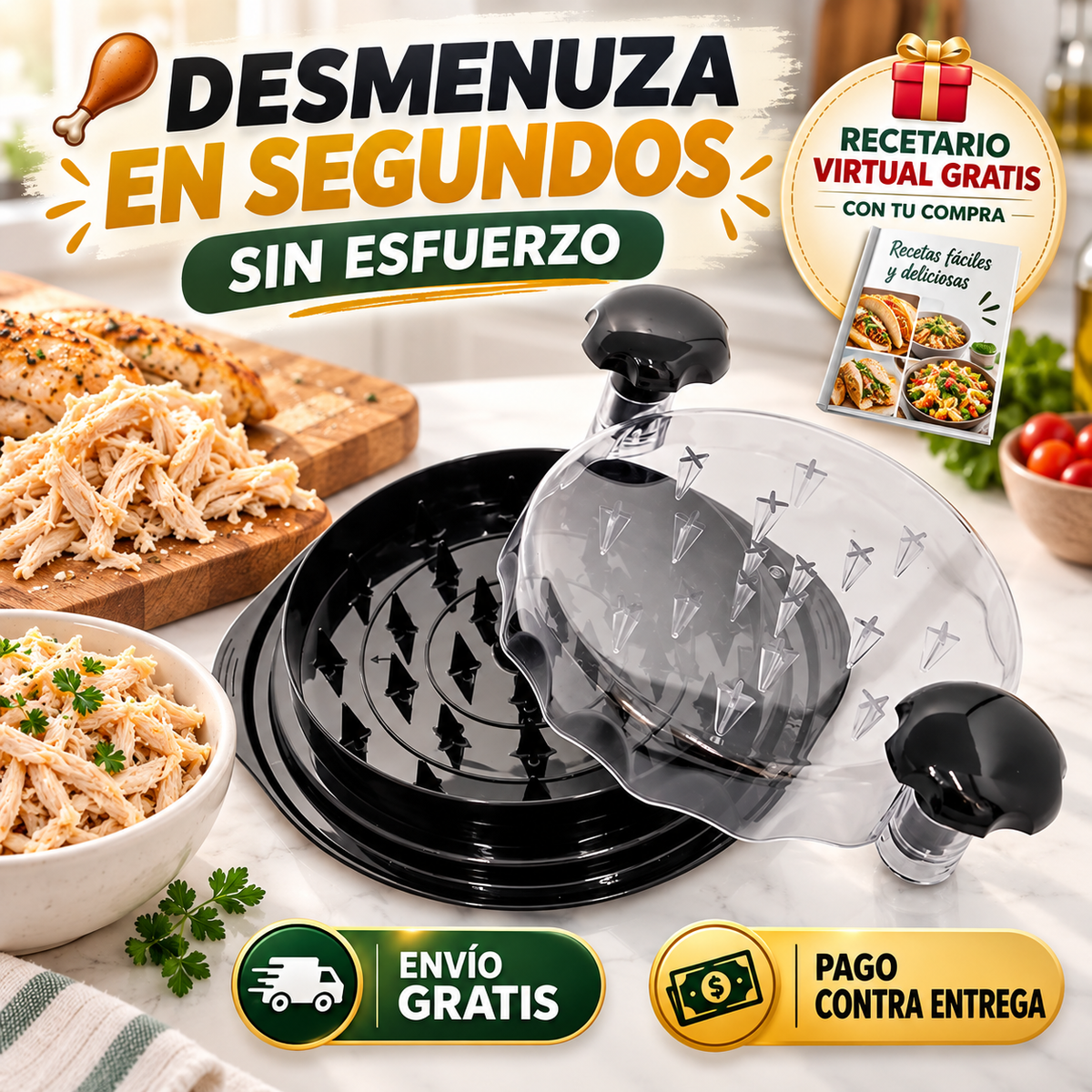 DesmenuzaPro - Desmenuza Pollo y Carne en Segundos — Gratis Recetario