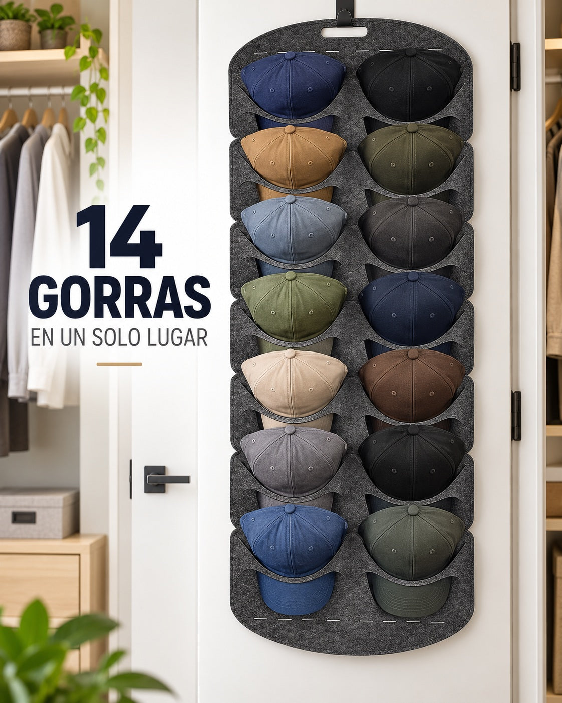 CapRack 14 — Organizador Vertical para Gorras + Envío Gratis