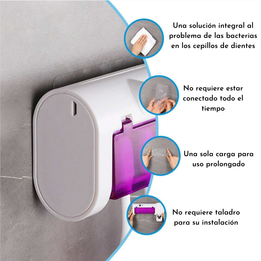 Esterilizador De Cepillos UV y Dispensador Crema Dental 3 en 1