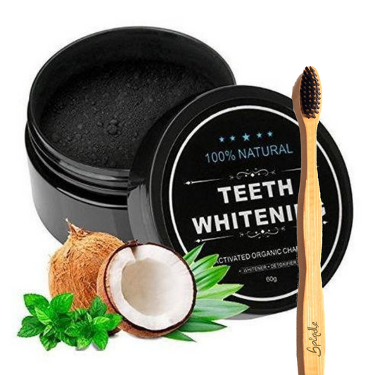 Teeth Whitening Polvo De Carbón Activado Blanqueador Dientes + Cepillo de bambu