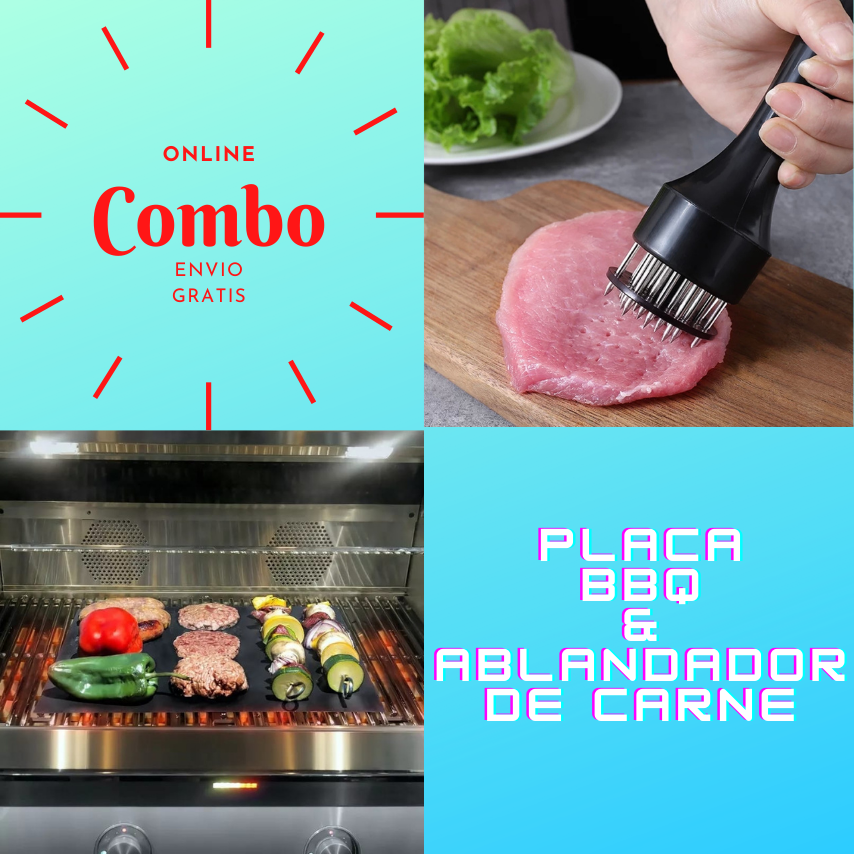 Combo Parrillero "Ablandador de Carne + Placa BBQ" + Envío Gratis