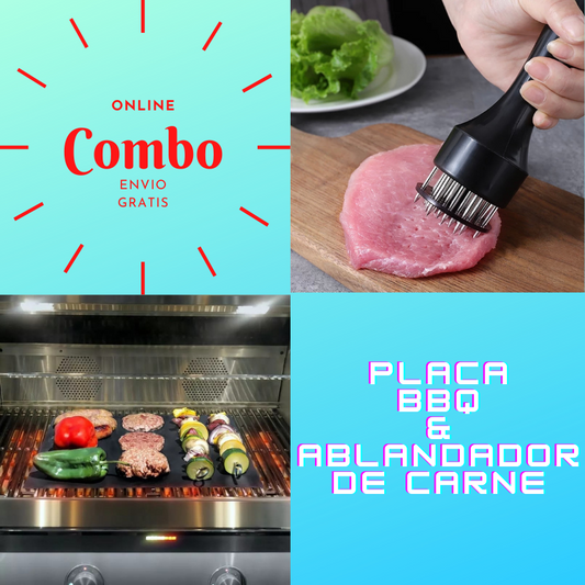 Combo Parrillero "Ablandador de Carne + Placa BBQ" + Envío Gratis